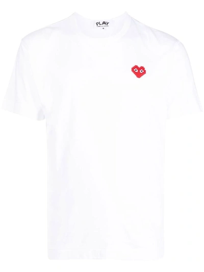 Comme Des Garçons Play X Invader Pixel-heart T-shirt In White