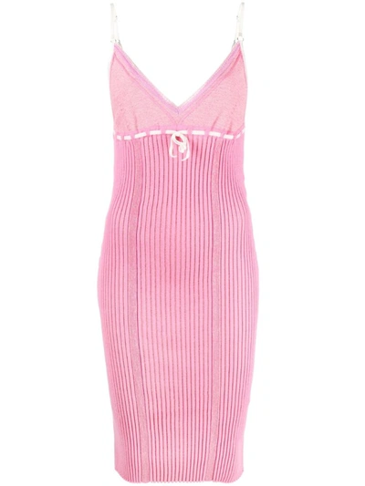 Cormio Naomi Knitted Cotton Blend Midi Dress In Pink