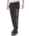 Ea7 Elastic Waist Casual Pants In Black