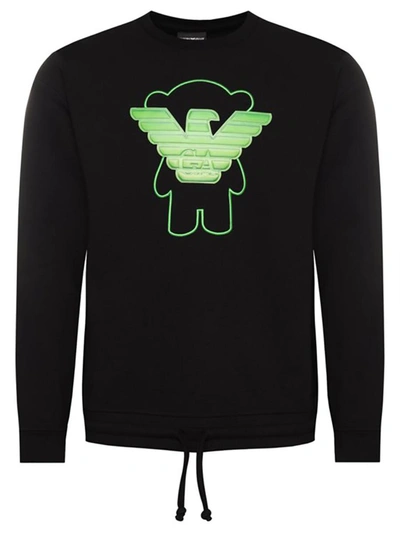 Emporio Armani Long-sleeved Round-neck Sweater In Black