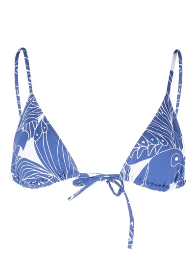 Eres Carlos Bird-print Bikini Top In Blue