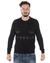 Fendi Pattern Jacquard Round Neck Pullover In Black