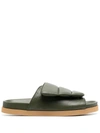 Gia Borghini Open-toe Padded Slides In Green