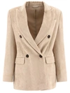 Brunello Cucinelli Women's Hammered Corduroy Blazer With Monili In Beige