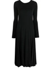 Jil Sander Open-back Balloon-hem Midi Dress In Black