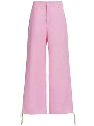Marni Embroidered-logo Straight-leg Trousers In Pink