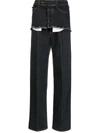 Meryll Rogge Wide Leg Jeans With Removable Deconstructed Overlay In Black