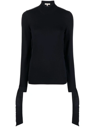 Meryll Rogge Open-back Mock Turtleneck Sweater In Navy