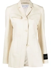 Off-white Single-breasted Wool Blazer In Beige