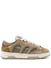 Paura Panelled Lace-up Sneakers In 732 Kaki/olive