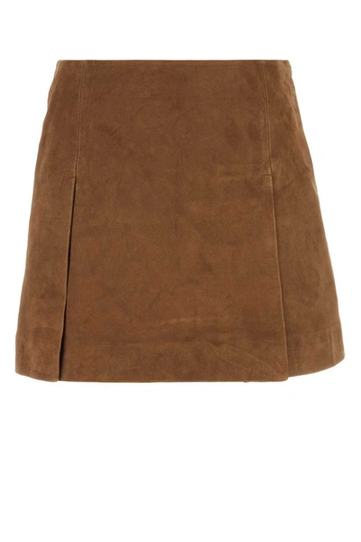Remain Suede Slit Skirt In Brown