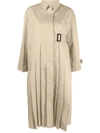 Sacai Belted-waist Pleated Trench Coat In Beige