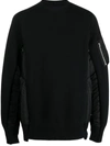 Sacai Sponge Panelled Twill Sweatshirt In Black