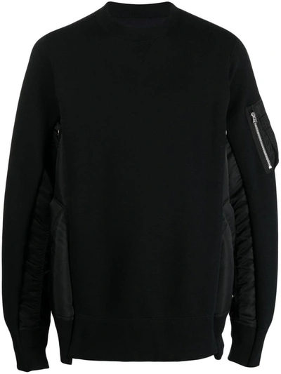 Sacai Panelled-design Sweatshirt In Black