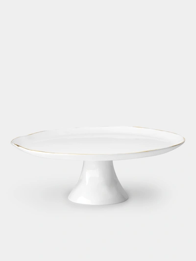 Feldspar 24ct Gold Painted Bone China Cake Stand In White
