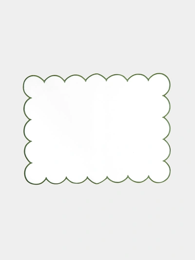 Angela Wickstead Diletta Scalloped Linen Placemats (set Of 4) In Green