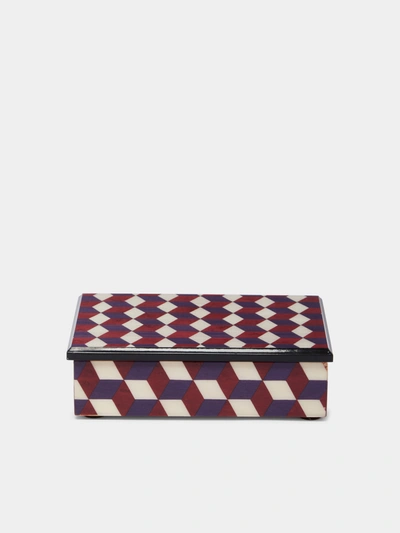 Biagio Barile Geometric Pattern Wood Inlay Box In Multi