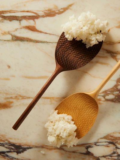Jaejin Choi Hand-etched Walnut Rice Paddle In  Beige