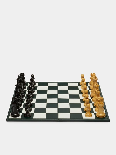 Asprey Hanover Saddle Hide Chess Set In Black