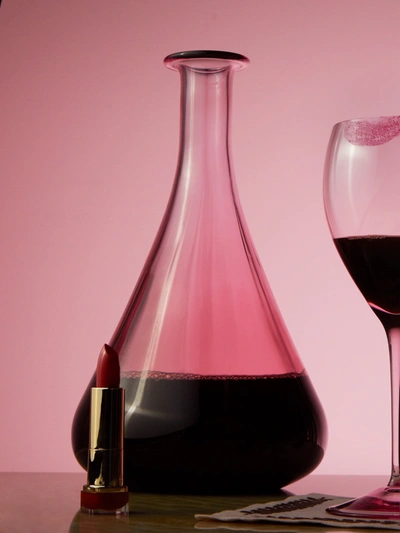Moser Optic Crystal Wine Carafe In Pink