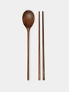 Jaejin Choi Walnut Lunch Spoon And Chopsticks Set