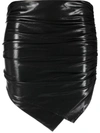 Attico Ruched Asymmetric Mini Skirt In Black