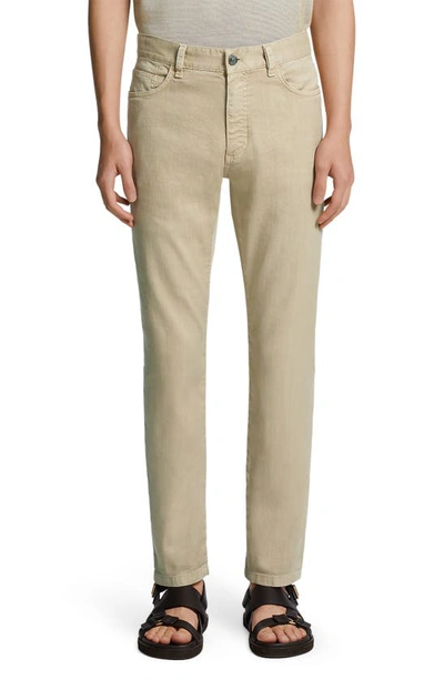 Zegna Garment Dyed Stretch Slim Fit Jeans In Light Beige