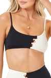 L*SPACE SOLSTICE CUTOUT COLORBLOCK BIKINI TOP