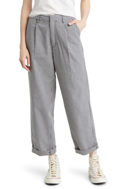 Brixton Victory Gingham Trousers In Washed Navy Gingham