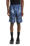 Burberry Bradeston Shark Print Mulberry Silk Shorts In Rich Navy Ip Pat
