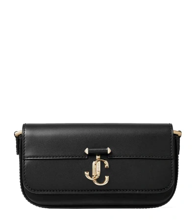 Jimmy Choo Avenue Mini Leather Shoulder Bag In Black/light Gold