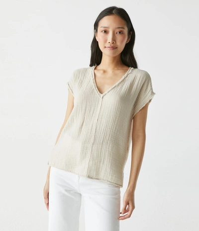 Michael Stars Draya Gauze V-neck Top In Cement