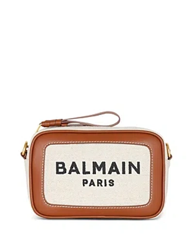 Balmain B-army Mini Camera Bag Crossbody In Natural/brown/gold