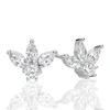 Suzy Levian Sterling Silver Cubic Zirconia Half Flower Cluster Earrings In White