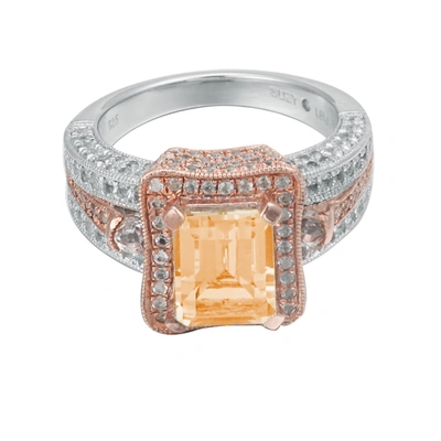 Suzy Levian Sterling Silver Orange Citrine 5.2 Cttw Ring