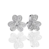 Suzy Levian Sterling Silver Cubic Zirconia 3-flower Petal Earrings In White