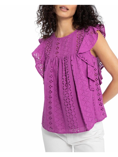 Sanctuary Womens Eyelet Shell Pullover Top In Pink