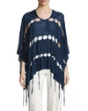 HAUTE HIPPIE PATRIOT FRINGE HOODED PONCHO, BLUE,PROD128720095