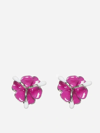 Marni Flower Shaped Earrings In Fuchsia