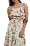 CHARLIE HOLIDAY COCO TROPICAL LINEN & COTTON CROP TOP
