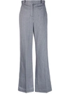 Circolo 1901 Pinstripe-pattern Flared Trousers In Blue