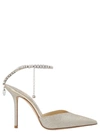 Jimmy Choo Platinum Glitter Saeda 100 Pumps