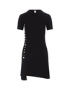 Rabanne Side Snap Ruched Asymmetric Minidress In Black