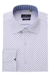 Azaro Uomo Slim Fit Geometric Print Performance Dress Shirt In Blue