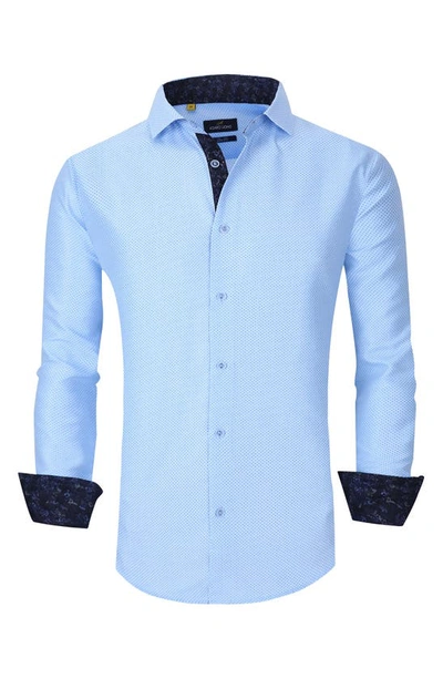 Azaro Uomo Men's Slim Fit Business Nautical Button Down Dress Shirt In Blue