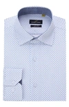 Azaro Uomo Slim Fit Geometric Print Performance Dress Shirt In White