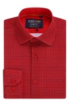 AZARO UOMO SLIM FIT GRID PRINT PERFORMANCE DRESS SHIRT