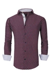 Azaro Uomo Men's Slim Fit Business Nautical Button Down Dress Shirt In Navy