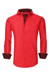 Azaro Uomo Men's Slim Fit Business Nautical Button Down Dress Shirt In Red
