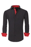 Azaro Uomo Slim Fit Dot Print Performance Dress Shirt In Black